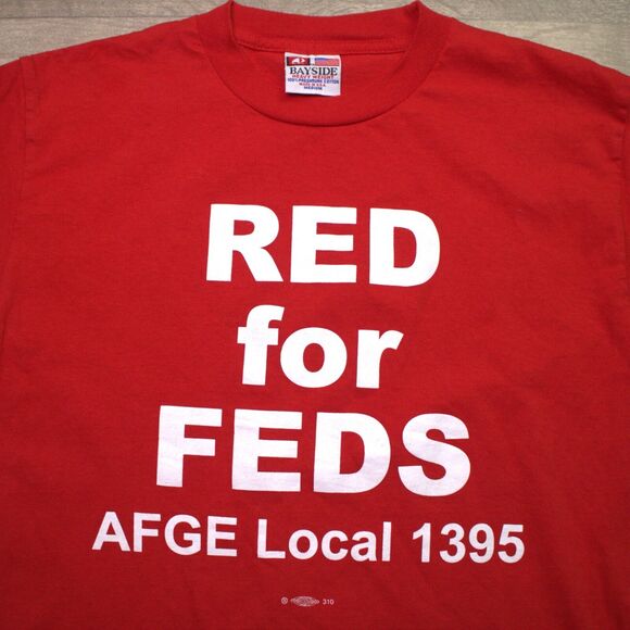 Vintage AFGE Local 1395 Union Bayside T-Shirt Sz Medium Usa - Picture 1 of 3